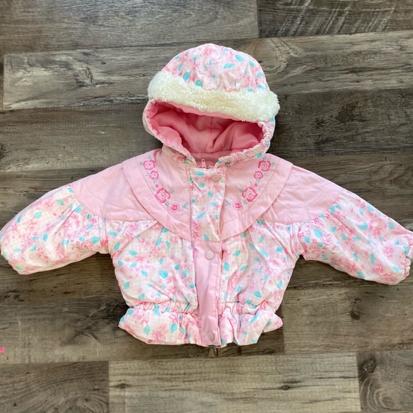 Vintage Infants Children’s Hooded Floral 80's 18mths Jacket Coat - Picture 2 of 9
